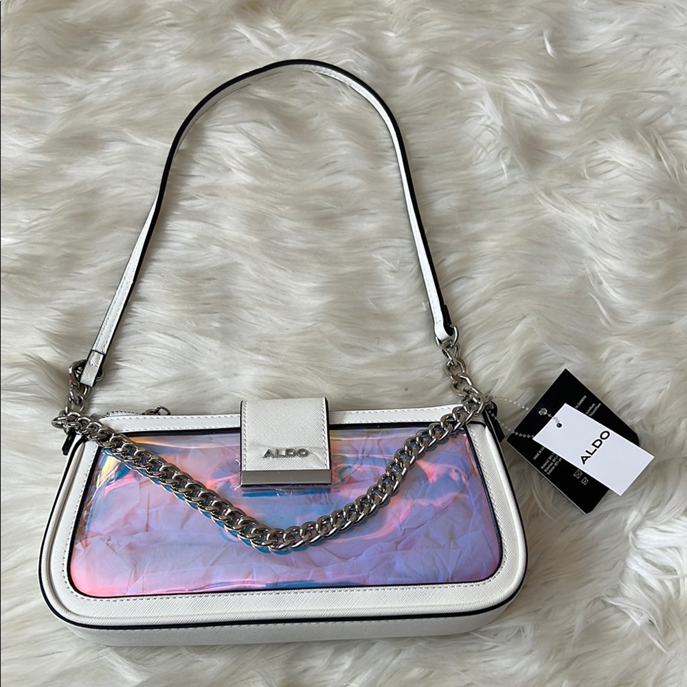 Aldo Iridescent White Shoulder Bag